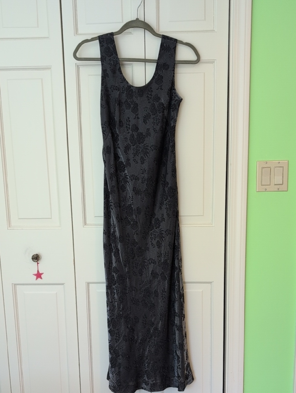 Banana Republic Black Floral Jacquard Scoop-Neck Maxi Dress